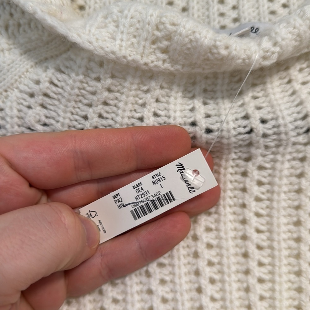 Madewell Pointelle-Stitch Mockneck Sweater in Heather Ivory - Picture 11 of 15